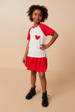 Girls Heart Patch Pocket Raglan French Terry Knit T Shirt Full Body