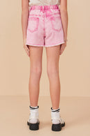 GY7995 Pink Girls Washed Cutoff Denim Shorts Back