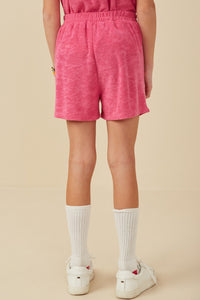 GY8005 Pink Girls Textured Velvet Look Terry Short Back