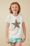Girls Animal Print Star T Shirt Pose