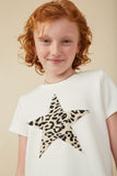 Girls Animal Print Star T Shirt Front