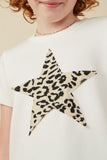 Girls Animal Print Star T Shirt Detail