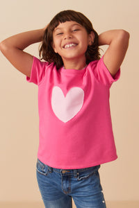 Girls Heart Patch Contrast Band T Shirt Pose