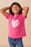 Girls Heart Patch Contrast Band T Shirt Pose
