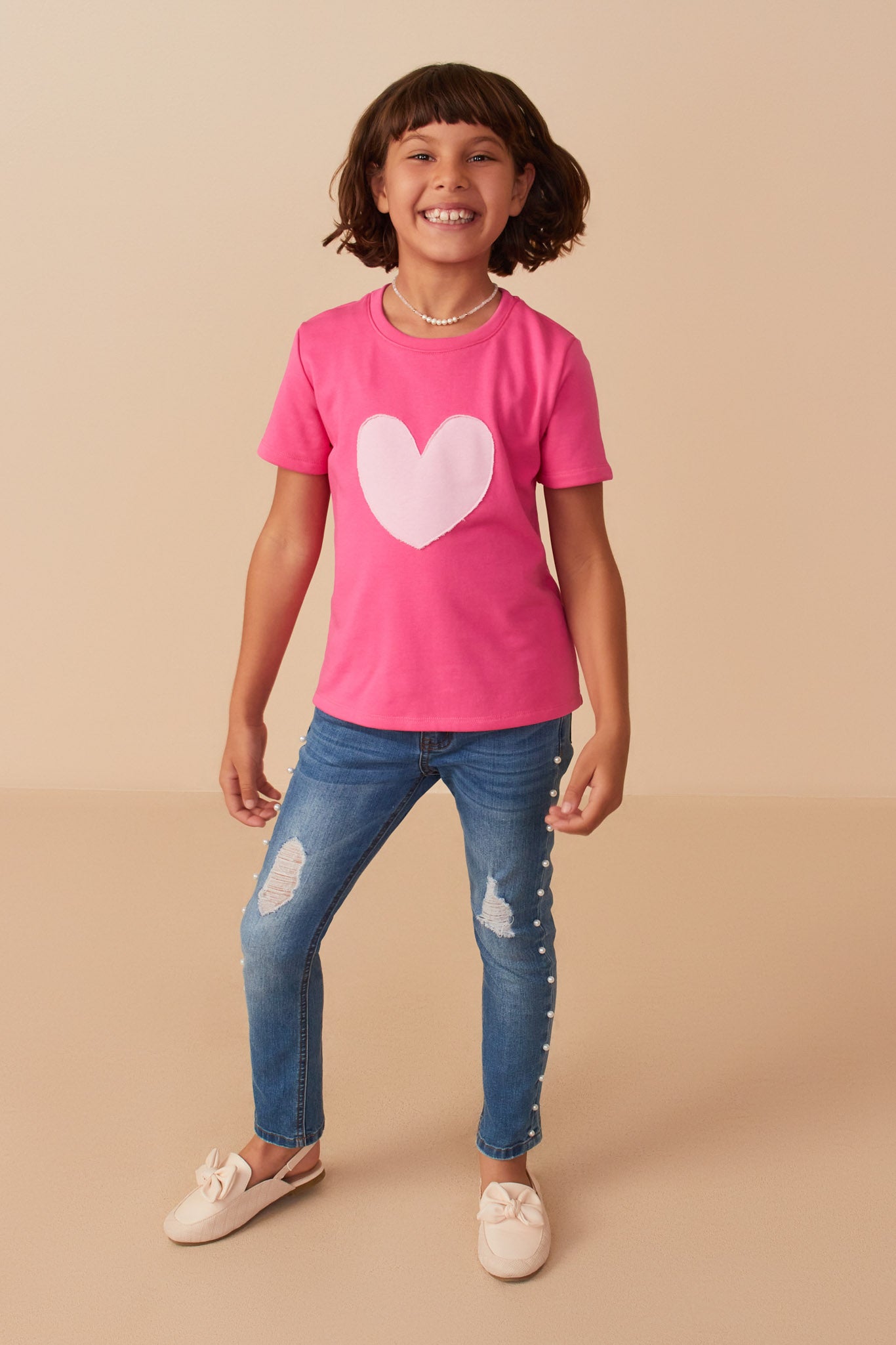 Heart Patch Contrast Band T Shirt