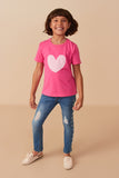 Girls Heart Patch Contrast Band T Shirt Full Body