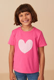 Girls Heart Patch Contrast Band T Shirt Front