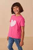 Girls Heart Patch Contrast Band T Shirt Side