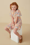 Ditsy Floral Ruffle Tiered Button Dress