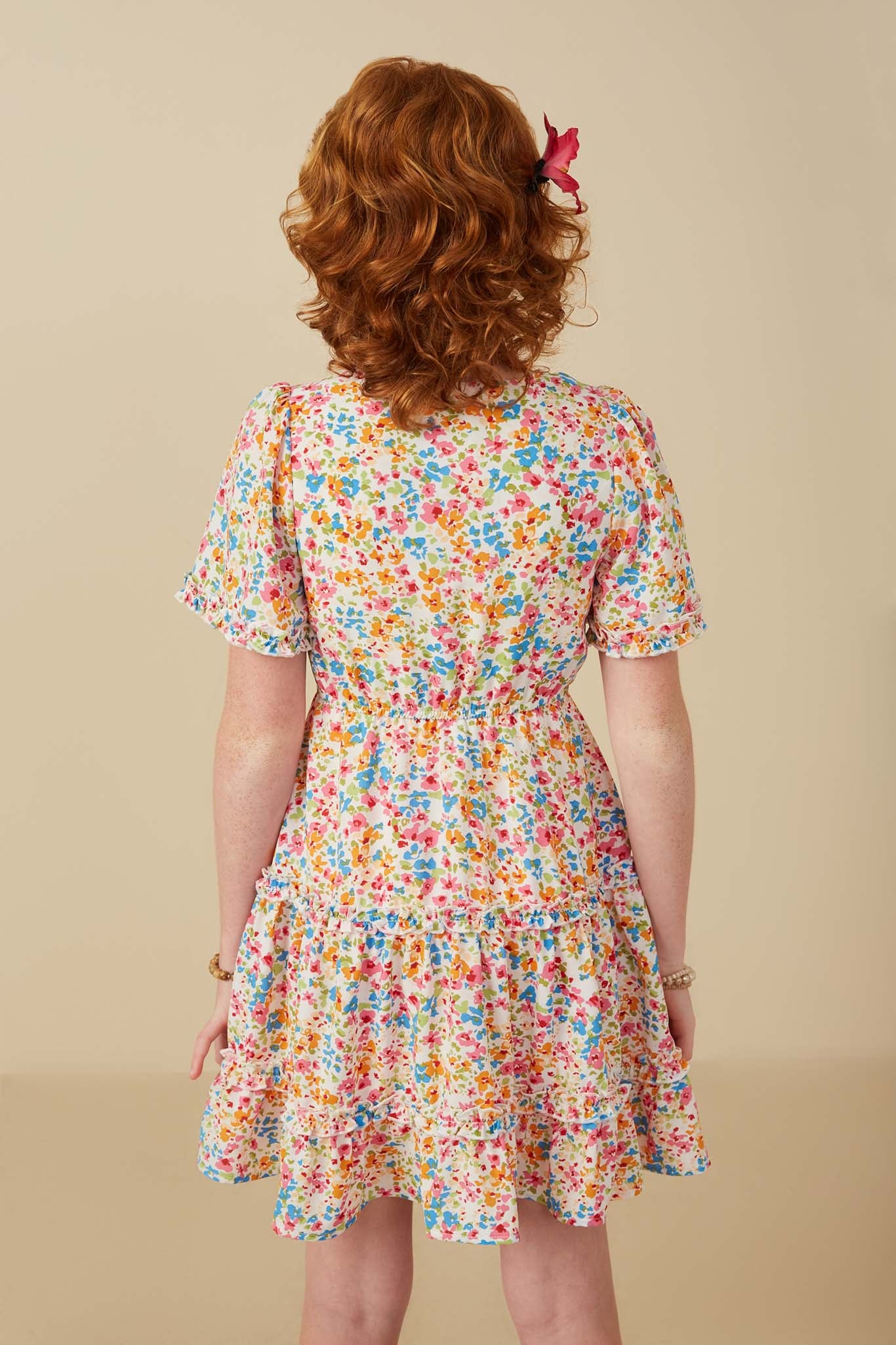 cute button dress Girls Ruffle Tiered Button Ditsy Dress