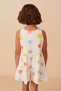 GY8118 Ivory Girls Floral Gauze Textured Tiered Tank Romper Back