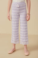 GY8163 Lavender Girls Tassel Tie Stretch Floral Lace Pants