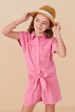 GY8187 Pink Girls Garment Dyed Dolman Cut Shirt Front