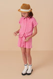 GY8187 Pink Girls Garment Dyed Dolman Cut Shirt Full Body