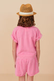 GY8187 Pink Girls Garment Dyed Dolman Cut Shirt Back