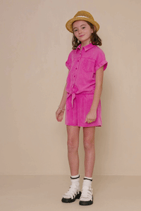 GY8187 Pink Girls Garment Dyed Dolman Cut Shirt Gif