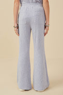 GY8208 Blue Girls Rib Knit Marled Wide leg Pants Back