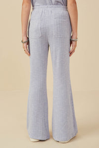 GY8208 Blue Girls Rib Knit Marled Wide leg Pants Back