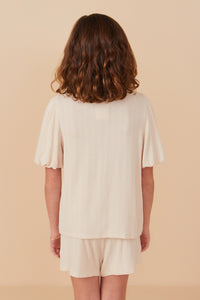 GY8257 Ivory Girls Ribbed Knit Pearl Detailed Heart Patch Top Back