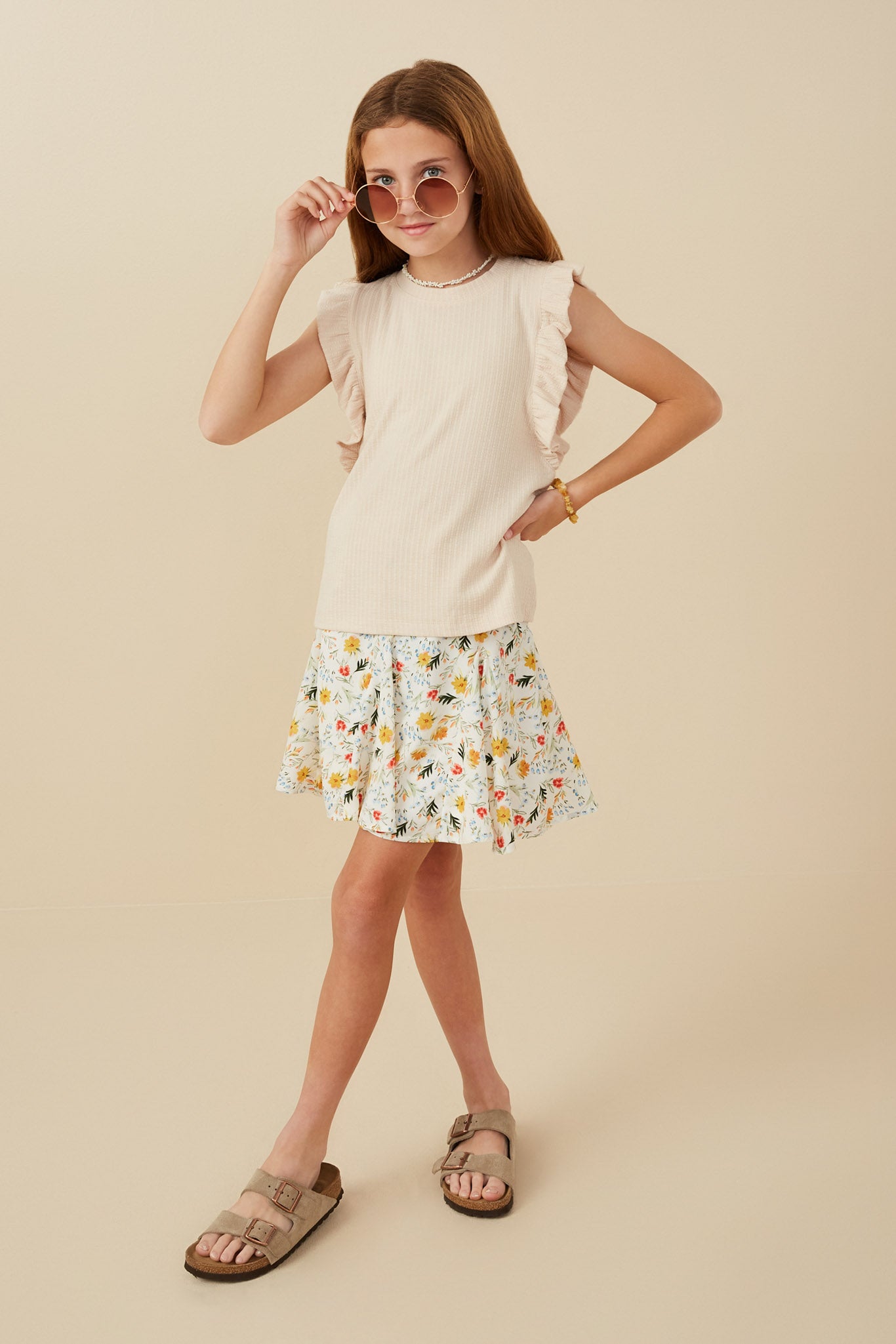 Ribbed Ruffled Detail Knit Tank