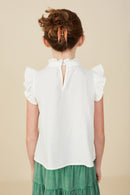 Girls Embroidered Tape Detail Ruffled Tank Back