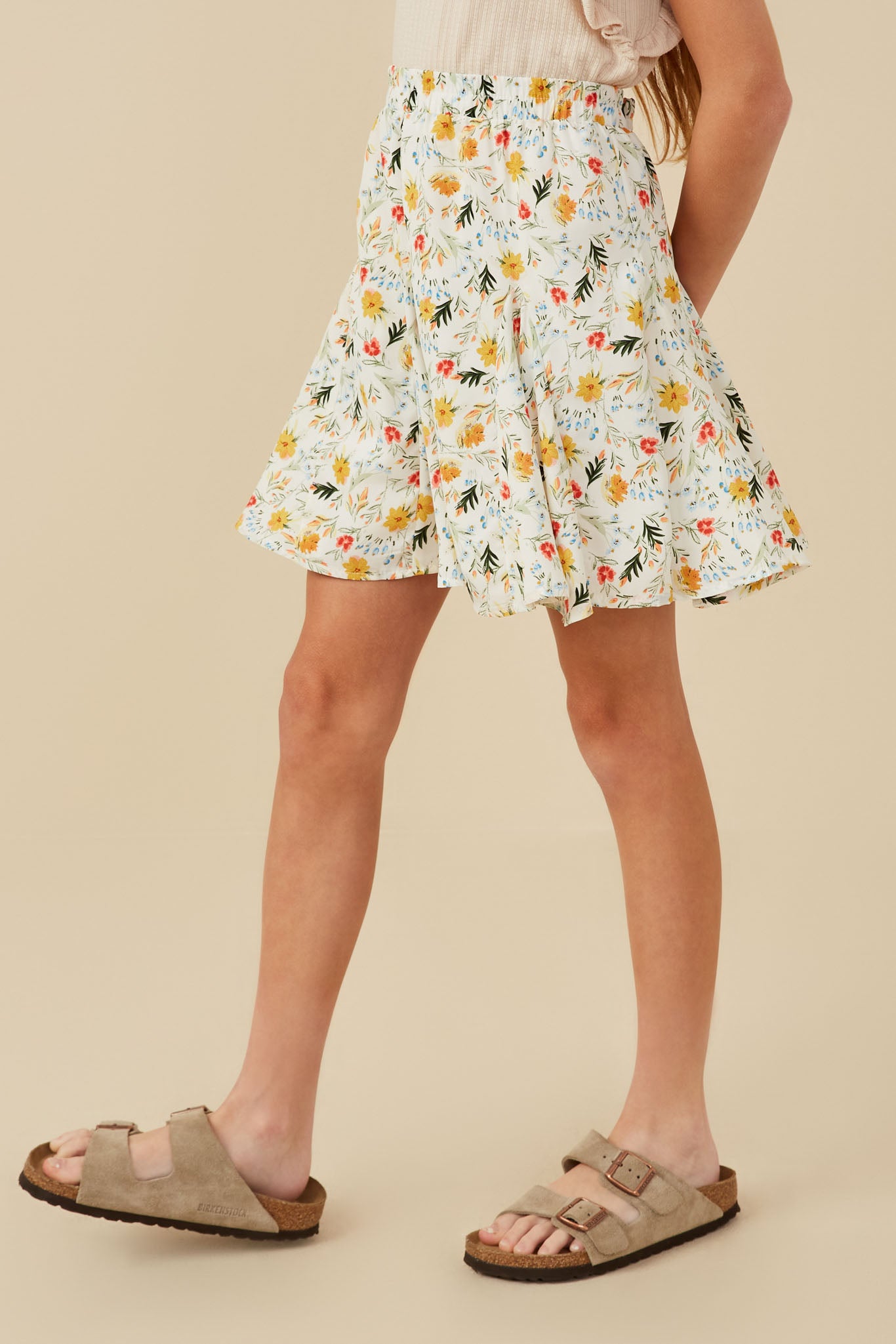 Wispy Floral Tiered Flare Skirt