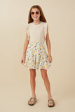 Girls Wispy Floral Tiered Flare Skirt Full Body