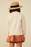 GY8345 Ivory Girls Hand Knit Floral Patch Sweater Back