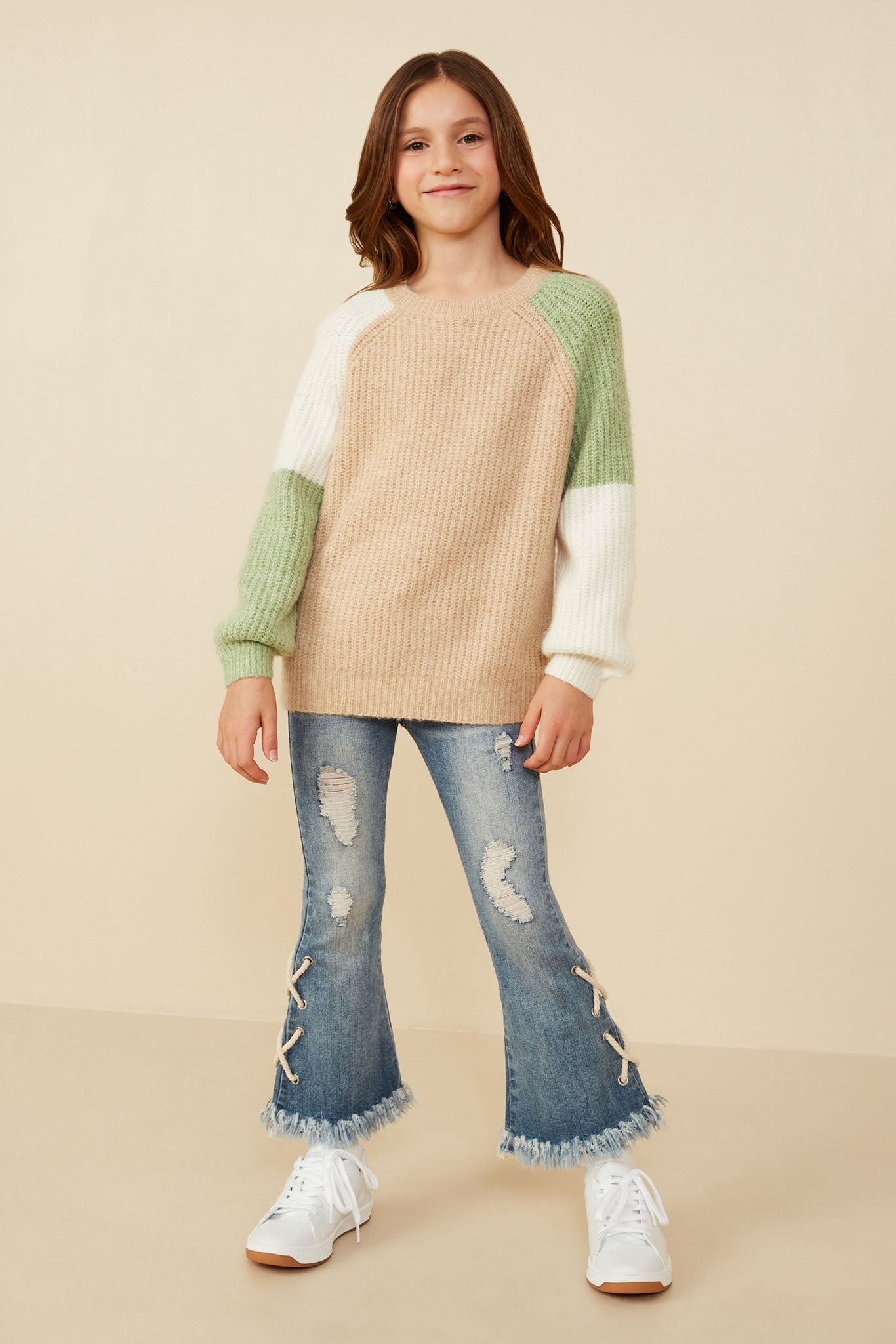 Asymmetric Color Block Pullover Sweater