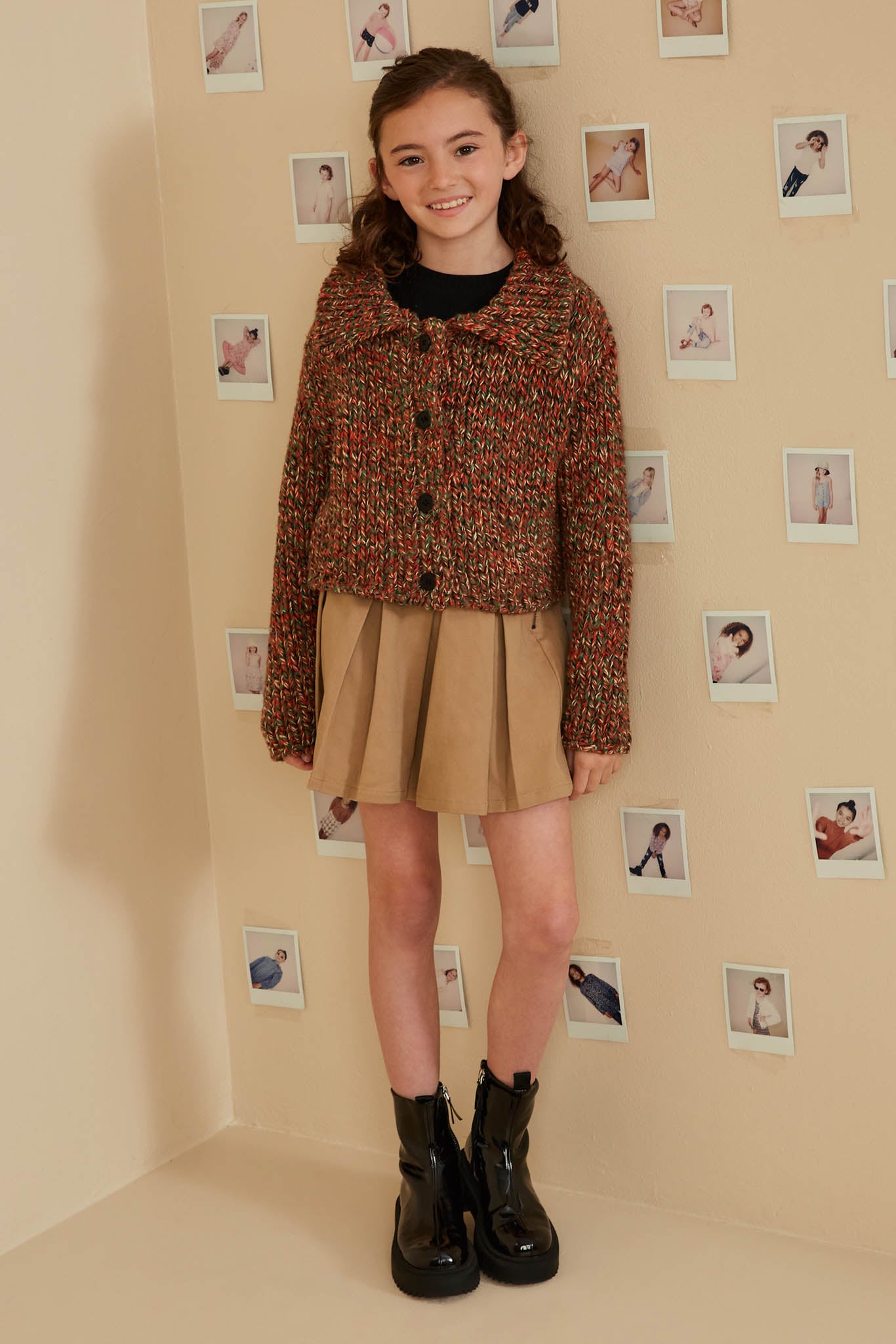 Multicolor Yarn Collared Button Sweater Cardigan