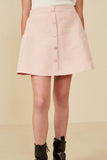 GY8367 Blush Girls Quilted Button Down Patch Pocket Skirt Front