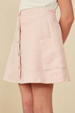 GY8367 Blush Girls Quilted Button Down Patch Pocket Skirt Side