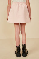 GY8367 Blush Girls Quilted Button Down Patch Pocket Skirt Back