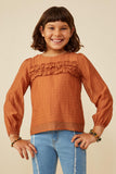 Ruffle Detail Puff Sleeve Textured Top