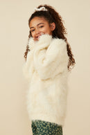 GY8375 Ivory Girls Faux Fur Pullover Sweater Side