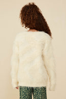 GY8375 Ivory Girls Faux Fur Pullover Sweater Back