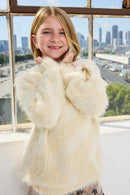 GY8375 Ivory Girls Faux Fur Pullover Sweater Editorial