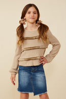 Fringe Tiered Rib Knit Top