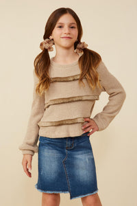 Fringe Tiered Rib Knit Top
