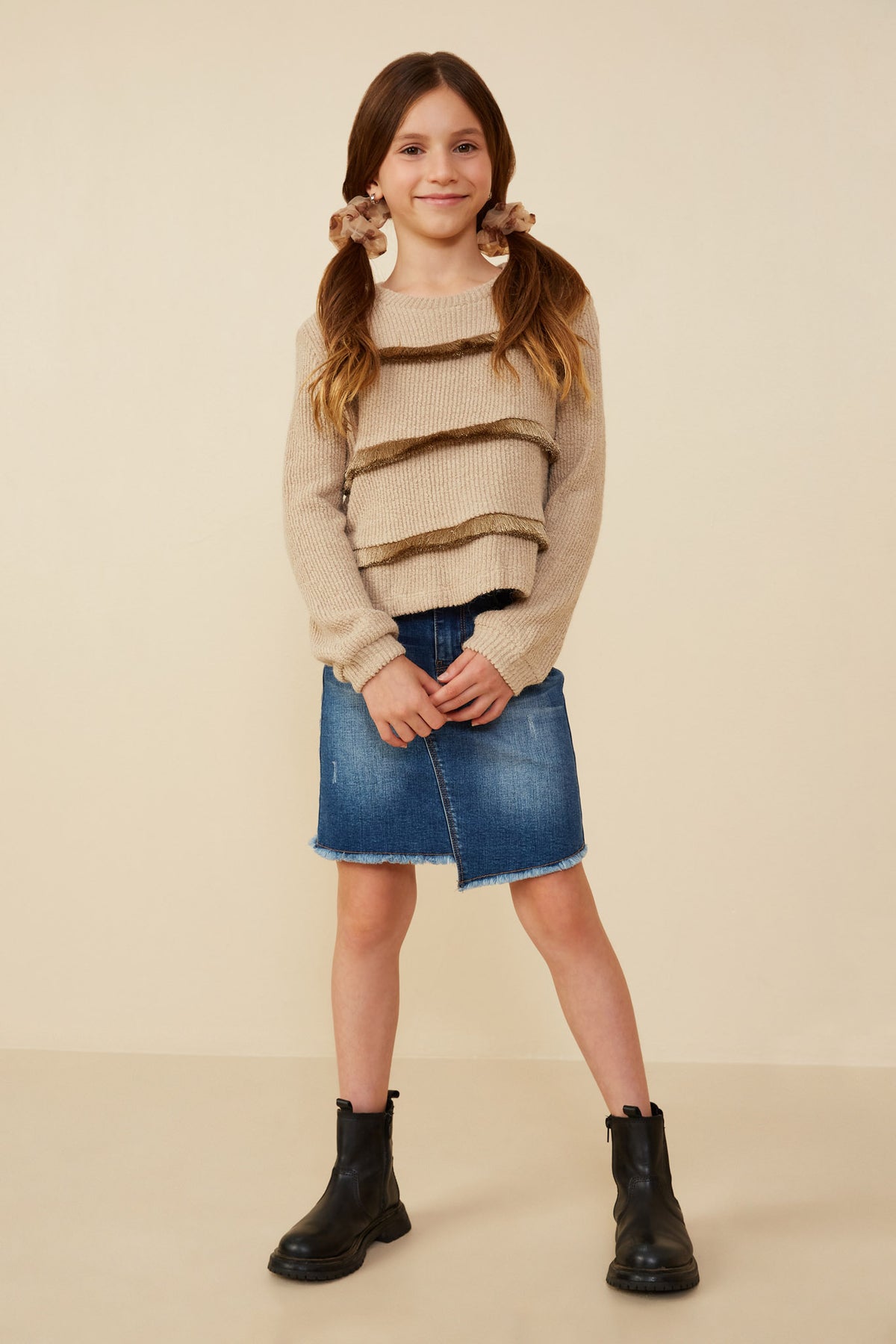 Fringe Tiered Rib Knit Top