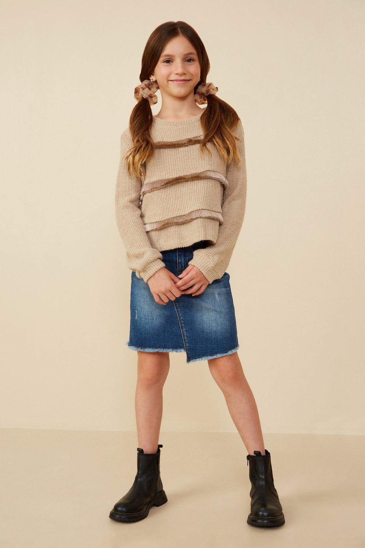 Fringe Tiered Rib Knit Top