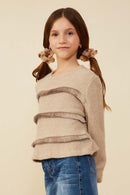 Fringe Tiered Rib Knit Top