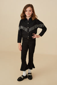 Jeweled Fringe Detail Buttoned Jacket