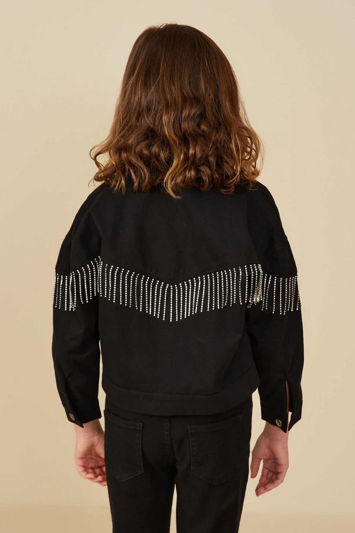 Jeweled Fringe Detail Buttoned Jacket