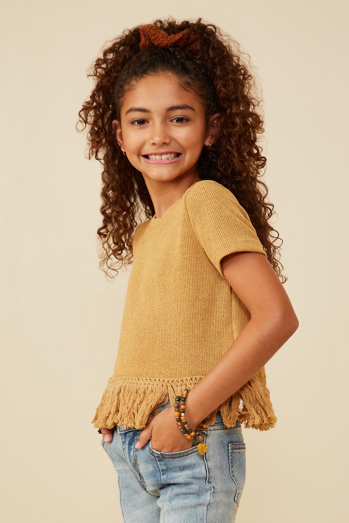 Textured Fringed Hem Knit Top | Cute Girls' Clothes – Hayden Girls