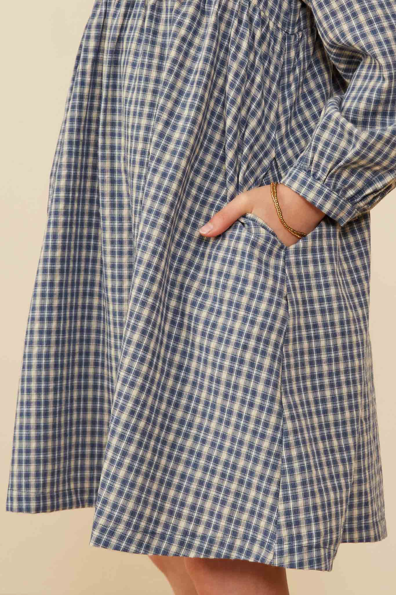 Girls Peter Pan Detail Plaid Dress | Cute Girls' Clothes Blue / M Blue *Girl's Dresses Midi Dresses Hayden Girls Girls Peter Pan Detail Plaid Dress | Cute Girls' Clothes Blue / M Blue *Girl's Dresses Midi Dresses Hayden Girls