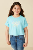 Butterfly Embroidered French Terry Knit Top