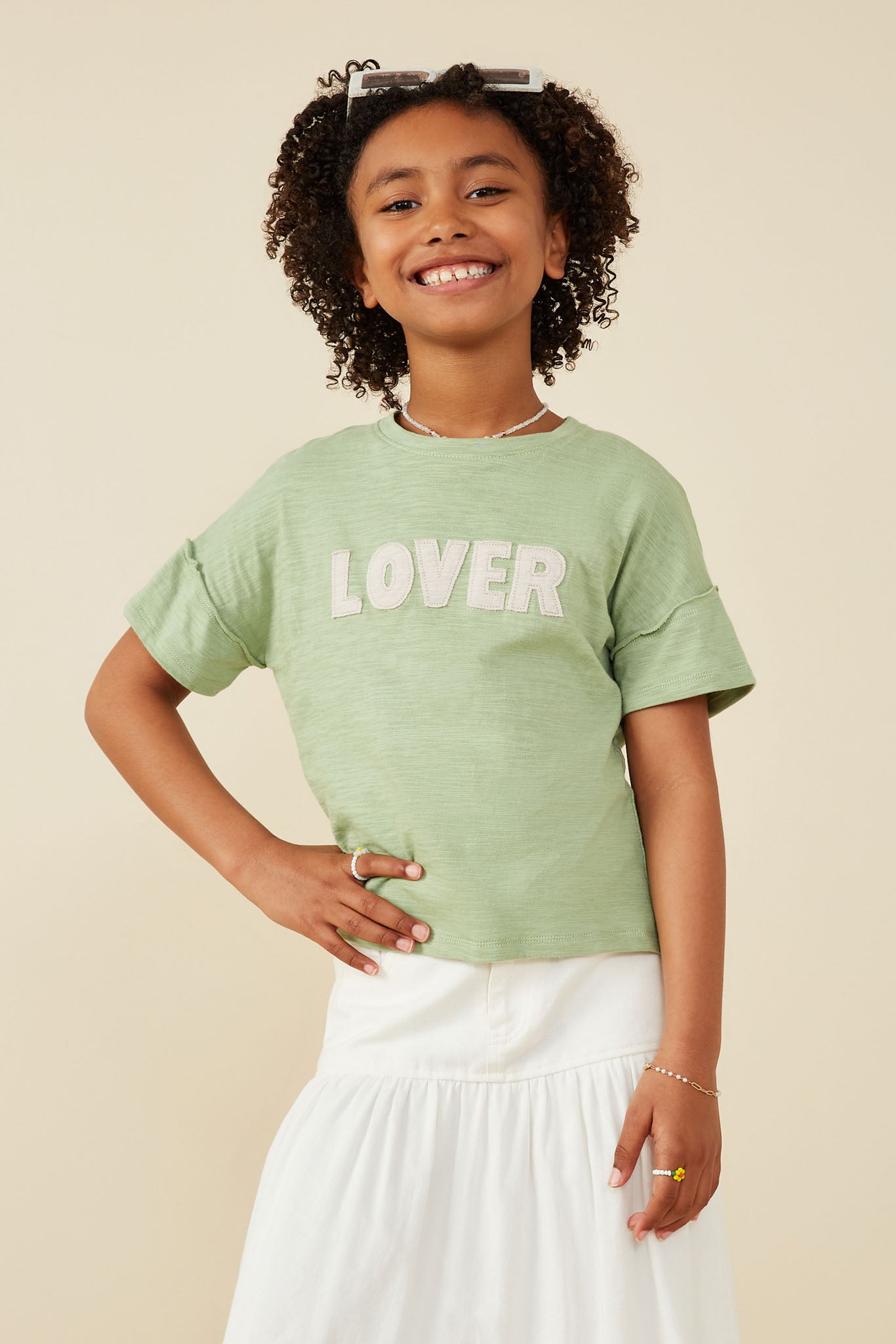 Lover Verbiage Patch Raw Edge Detail T Shirt
