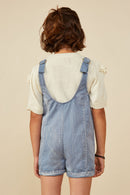 GY8542 Dusty Blue Girls Washed Patch Pocket Scoop Back Sleeveless Romper Back