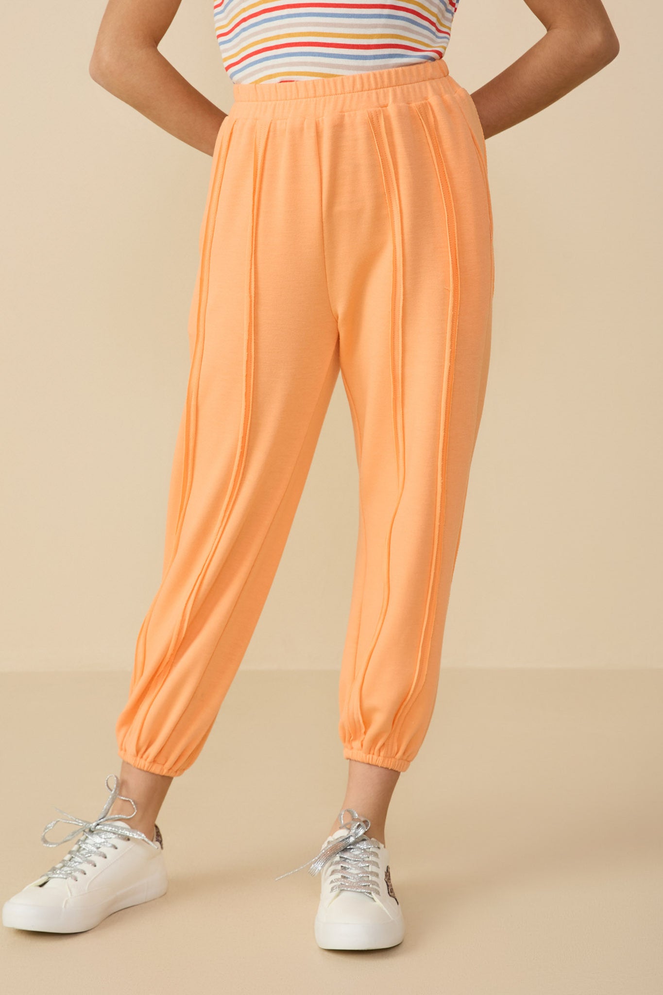 Raw Edge Detailed French Terry Knit Joggers